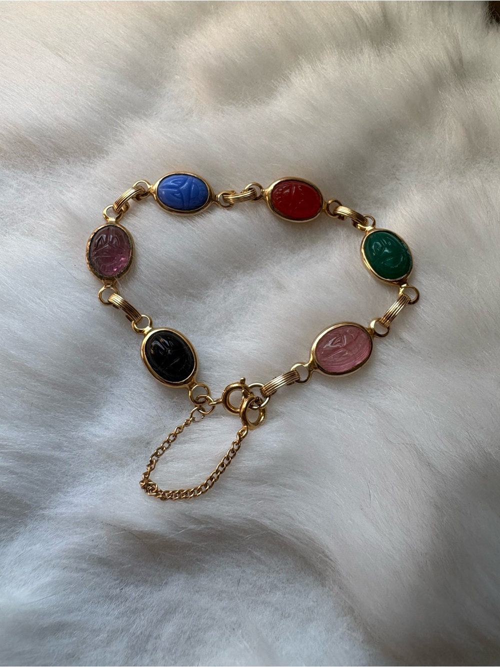 Vintage Scarab Beetle Gold Toned Bracelet